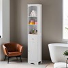 Tall Bathroom Cabinet, Freestanding Storage Cabinet with Drawer, MDF Board, Adjustable Shelf - Leovsnove - 2 of 4