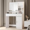 Vanity Desk with Drawer, Mirror & 3-Color Adjustable Brightness LED Light, Girl's Dressing Table without Stool for Bedroom, Easy Assembly - 4 of 4
