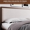 Vintage Wood Grain Metal Platform Bed Frame with Linen Headboard and Footboard - 4 of 4