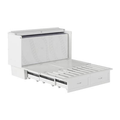 Queen-Sized Monroe Murphy Bed Chest with Single Drawer in White