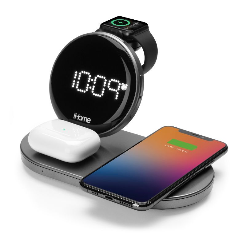 iHome 4-in-1 Compact Alarm Clock with  Fast Charging, 1 of 10