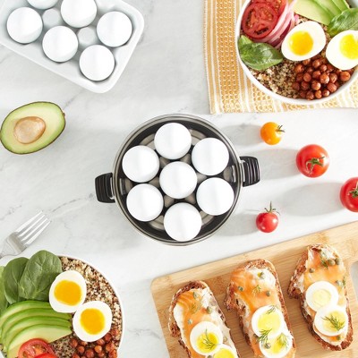 Black Compact 3-in-1 Egg Cooker with Auto Shut-Off
