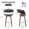 Bekrvio 26" Mid Century Modern Swivel Counter Height Bar Stools Set of 1/2/3/4 - PU Leather Upholstered,Walnut Bent Wood Legs for Kitchen Island - 4 of 4