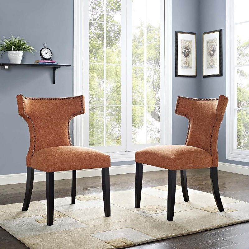 Modway Curve Dining Side Chair Fabric Set of 2 - Orange, 2 of 3
