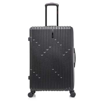 InUSA Drip Lightweight Hardside Large Checked Spinner Suitcase - Black