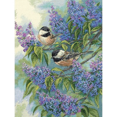 Dimensions Gold Collection Counted Cross Stitch Kit 12"X16"-Chickadees & Lilacs
