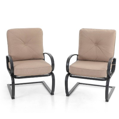 2pc Metal Patio Spring Chairs With 