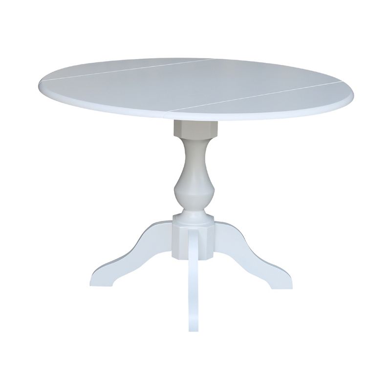 42" Matt Round Dual Drop Leaf Pedestal Table White - International Concepts, 3 of 11
