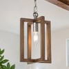 LNC Geometrical 1-Lights 6.5" Farmhouse Geometric Pendant  Lights, Distressed Brown and Brushed Gray - 2 of 4