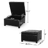 Square Storage Ottoman Footstools Bench with Button-Tufted Top, Leather Upholstered -ModernLuxe - 4 of 4