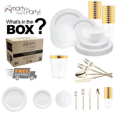 Smarty Had A Party White Vintage Plastic Tableware Set - 60 Sets