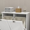 GlasFlength Decorative Storage Cabinet 2-Compartment Tilt-Out Laundry Sorter, Free Standing Home Organizer, for Laundry, White, 32.60"*14.48"*31.50" - 2 of 4