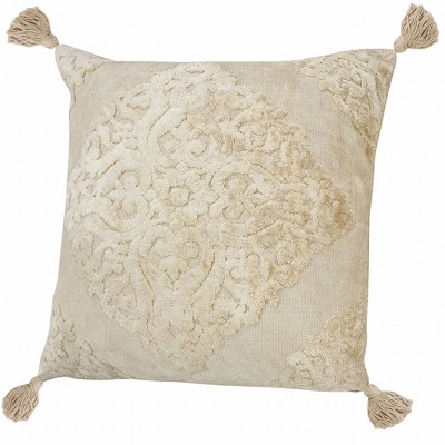 HomeRoots 20" X 20" Cream And Beige Viscose Zippered Pillow