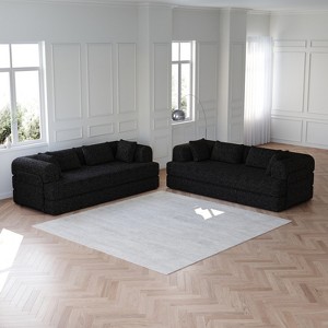 KWPZQEB 78.7'' Convertible Sleeper Sofa Bed with Cylindrical Pillow, Corduroy Folding Couch with Fixed-Shape Frame, Futon Sofa Bed for Living Room - 1 of 4