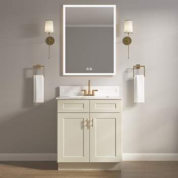 HOMLUX 30 in. W  x 21 in. D  x 34.5 in. H Bath Vanity Cabinet without Top in Shaker Antique White