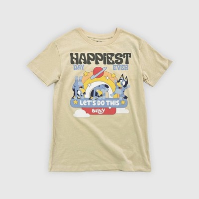 Boys' Bluey Happiest Short Sleeve Graphic T-Shirt - Tan XS