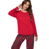 Casual Nights Women's Jersey Knit Long-Sleeve Top and Soft Flannel Bottom Pajama Set - 2 of 4