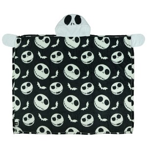 Disney Nightmare Before Christmas Kids Jack Skellington Hooded Throw 40"X 50" Black - 1 of 4