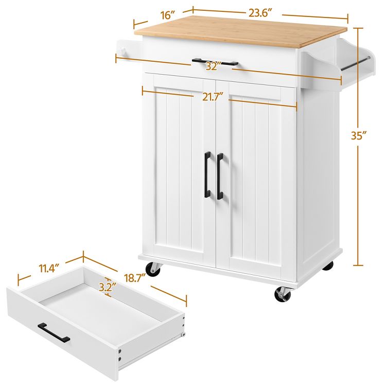 Yaheetech Rolling Kitchen Island Kitchen Cart with Towel Rack & Drawer, 3 of 8