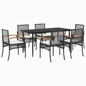 vidaXL Garden Dining Set Black, Cream White - 63" x 31.5" x 29.1" - 6 Items - 1 of 4