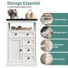 White Storage Cabinet with Doors, 4 Drawers, Adjustable Shelf & Marble Pattern Tabletop - 3 of 4