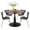 Harold+Flavia 5-Piece Walnut Foil  Round Top Pedestal Dining Table Set with 4 Upholstered Chairs -Maison Boucle - 3 of 4