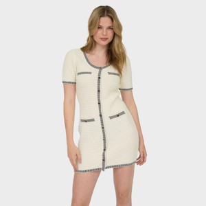 August Sky Women's Round Neck Faux Button Down Knit Mini Dress - 1 of 4