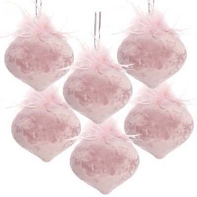 Maggift Decorative Objects Beauty Hanging Christmas Ball Ornaments Glass Decorative for Holiday Party Decorations Set of 6, Pink, 3.9"*3.9"*3.9"