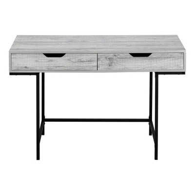 Vynxaria 48" Grey Laminate Black Metal Computer Desk Modern Home Office Workstation with Storage Drawers