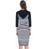 Coolmee Women's Casual Maxi Dress 3/4 Long Sleeve Stripe Slim Pullover Hoodie Long Dress with Pocket - 3 of 4