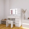 Okak Vanity Desk with Mirror and Stool,Makeup Vanity with LED Power Strip,Modern Dressing Table with 5 Drawers for Bedroom, White - 3 of 4