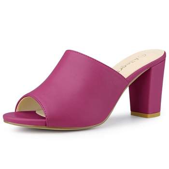 Allegra K Women's Slip-on Block Heel Slide Sandals