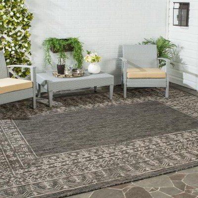 Safavieh Courtyard Black and Beige Rectangular Synthetic Rug