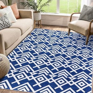 Coucheta Large  Area Rug - Washable Geometric , Non-Slip Low Pile Carpet for Living Room & Bedroom, Stain-Resistant Indoor Mat - 1 of 4