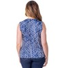 24seven Comfort Apparel Womens Navy Print Pleated Crew Neckline Back Closure Sleeveless Top - image 3 of 4