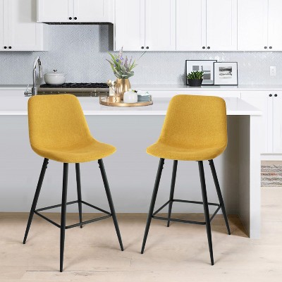 Bingo 26" Upholstered Counter Height Stool with Black Leg (Set of 2 and 4 ) , Midbar Stool for Kitchen Island, Indoor Furniture - Maison Boucle