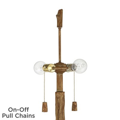 Rustic Faux Wood Floor Lamp with Wicker Shade