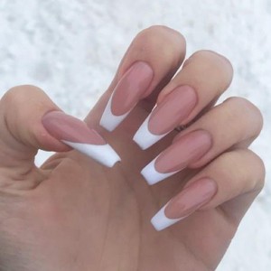 SAVILAND French Tip Press On Nails 160 Pcs, 4X Pre-Shaped Long Coffin Soft Matte Gel Tips - DIY Nail Art Gift Set. - 1 of 4