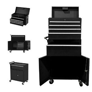 Rolling Tool Chest with 5 Drawers - Metal Tool Box Organizer with Auto Locking System, Lockable Wheels, Sliding Drawers, Detachable Top, Black - 1 of 4