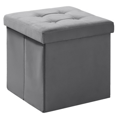 LUSIMO 15" Velvet Storage Ottoman Toy Chest Footstool For Bedroom Living Room
