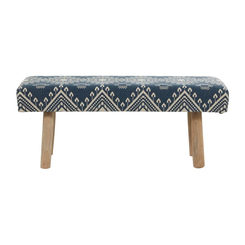 Bohemian Wood Cotton Upholstered Bench - Olivia & May, 6 of 8