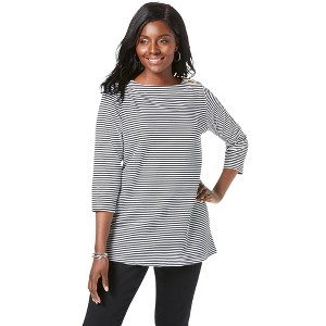 Jessica London Women's Plus Size Stretch Cotton Boatneck Tunic - 1 of 4