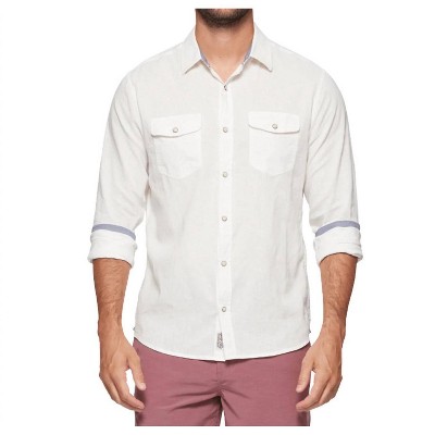 Men's Avalon Long Sleeve Gart Dye Linen Pearl Snap Shirt - Flags & Anthem