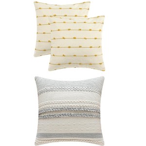 REGALWOVEN 3 Pcs Striped Modern Decorative Throw Pillow Covers Square 18" x 18" - 1 of 4