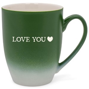 Elanze Designs Love You Two Toned Ombre Matte Green and White 12 ounce Ceramic Stoneware Coffee Cup Mug - 1 of 4