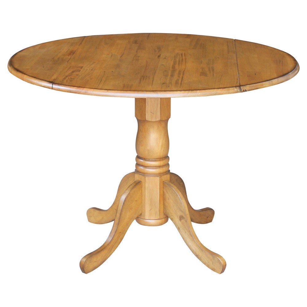 Photos - Dining Table 42" Mason Round Dual Drop Leaf Extendable  Pecan - Internation