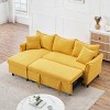 JOYRACER 80" corduroy convertible sofa bed, L-shaped couch with 2 small throw pillows, storage sleeper sofa for small apartments & Living Room - 2 of 4