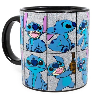 Silver Buffalo Disney Lilo & Stitch Glitter Collage Ceramic Mug | Holds 20 Ounces