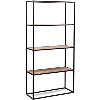 Nordlys 4-Tier Metal and Wood Bookshelf Industrial Style Living Room