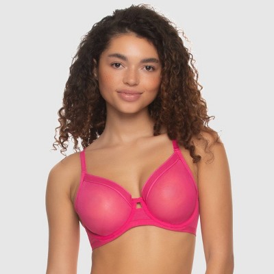 Paramour Women's Plus Size Lotus Embroidered Unlined Bra - Rose